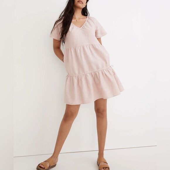 Madewell Linen-Blend Lorelei Mini Dress Size Medium - Picture 1 of 7